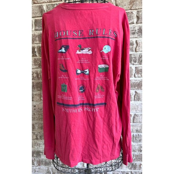 Southern Proper House Rules Long Sleeve T- Shirt Large Red Black Lab Du… - Picture 2 of 12
